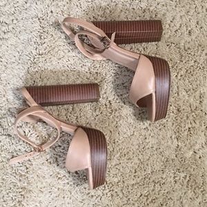 Double ankle wrap platform heels